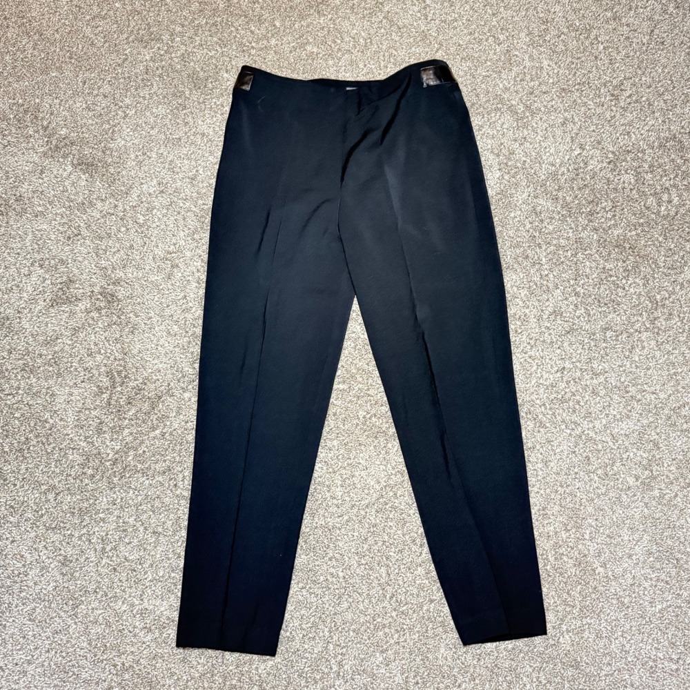 Gianni Versace Couture Vintage Y2K Black Trousers Leather Trim Italy Size 44